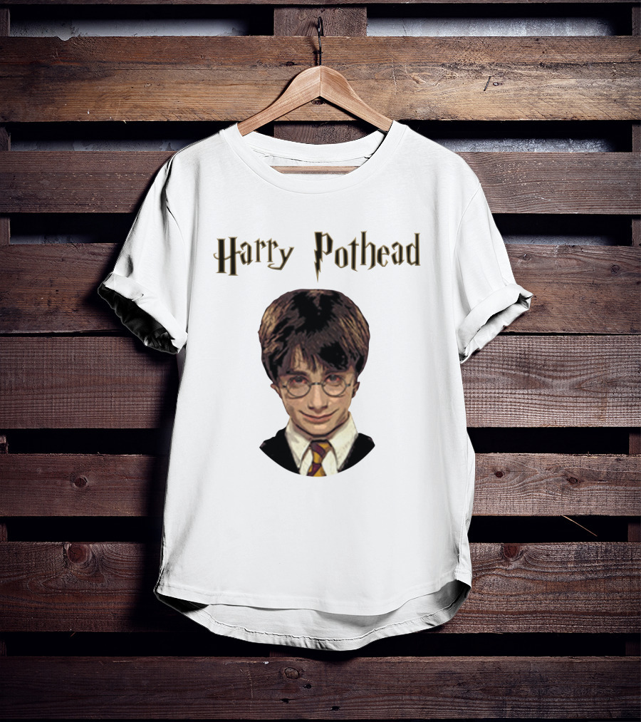 Harry Pothead Wizard Character Parody With Glasses And Lightning Font T-Shirt