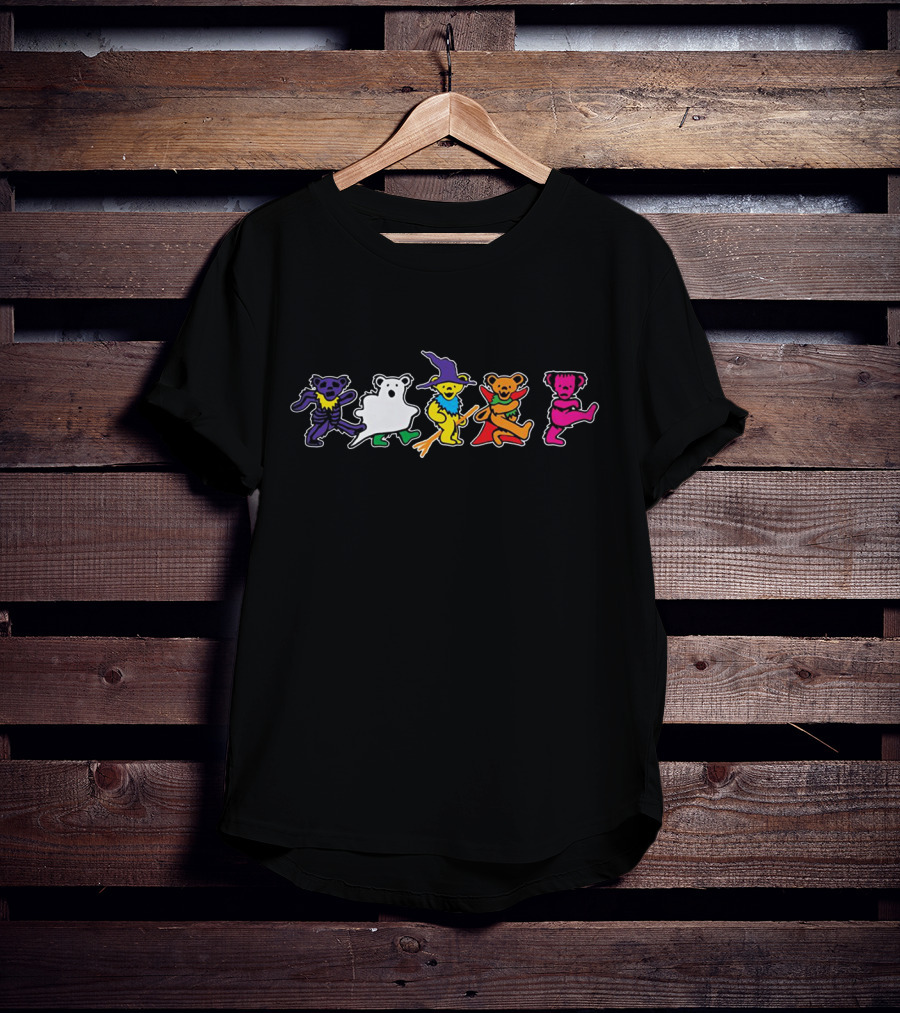 Grateful Dead Halloween Dancing Bears In Costume Ghost Witch Pumpkin T-Shirt