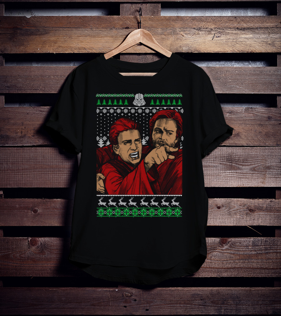 Angry Anakin Pointing With Obi-Wan In Ugly Christmas T-Shirt