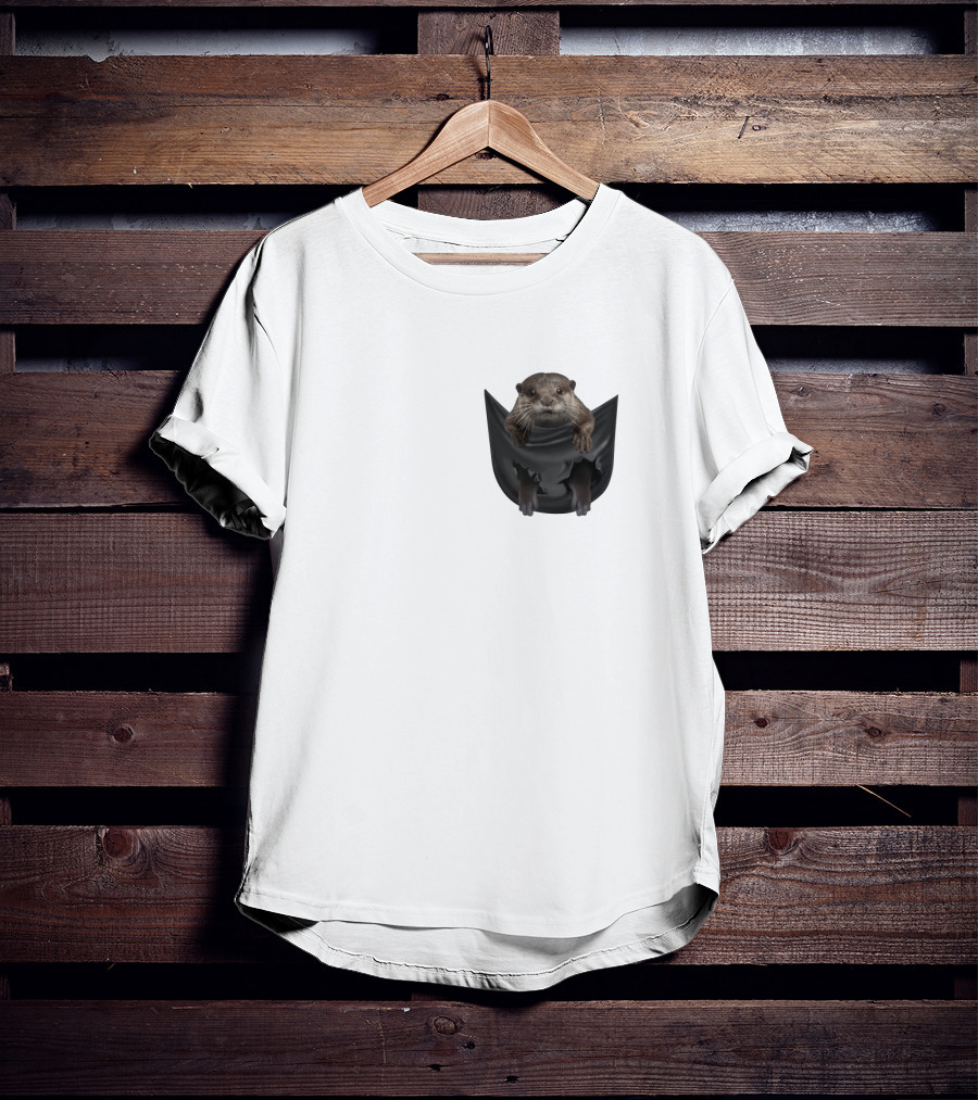 Otter In Black Pocket T-Shirt
