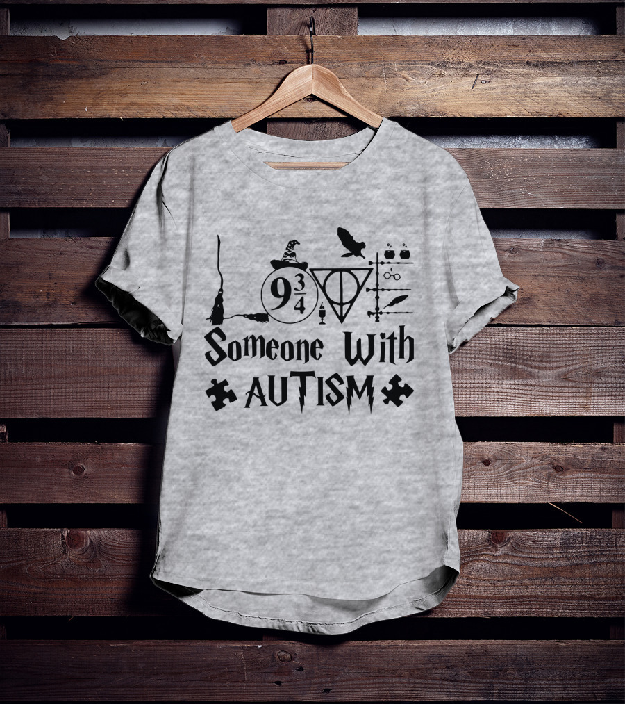 Love Someone With Autism 9 3/4 Wizard Elements Puzzle Pieces T-Shirt