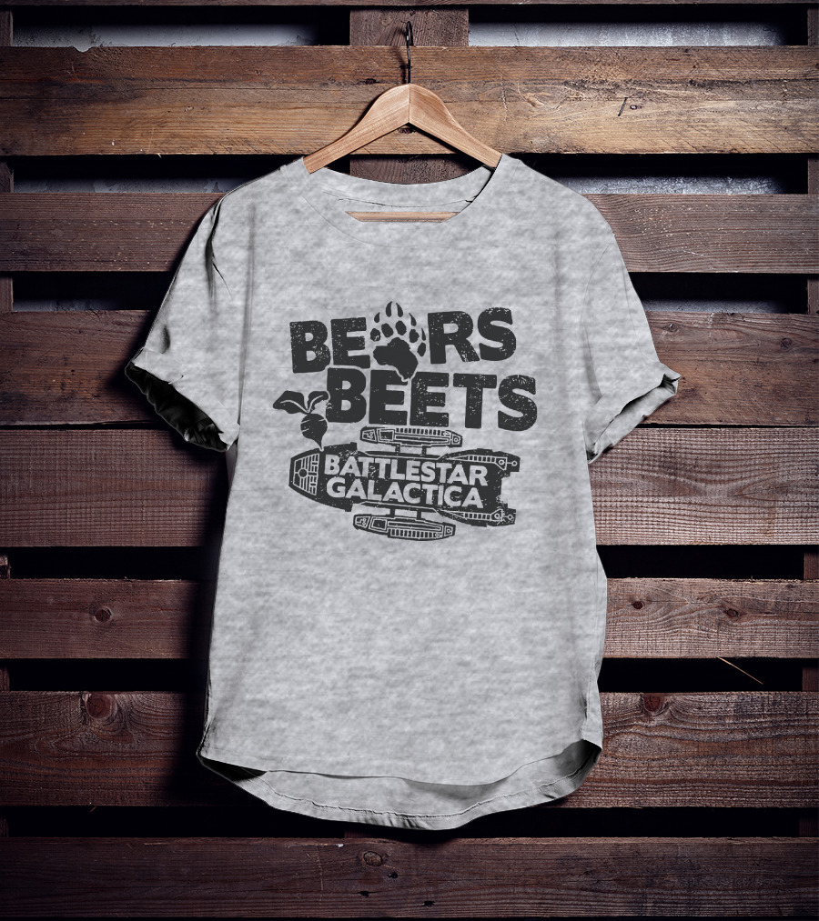 Bears Beets Battlestar Galactica Paw Print Spaceship Beetroot T-Shirt