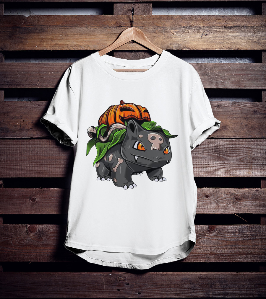 Halloween Bulbasaur Pumpkin Skeleton Spooky Pokemon T-Shirt