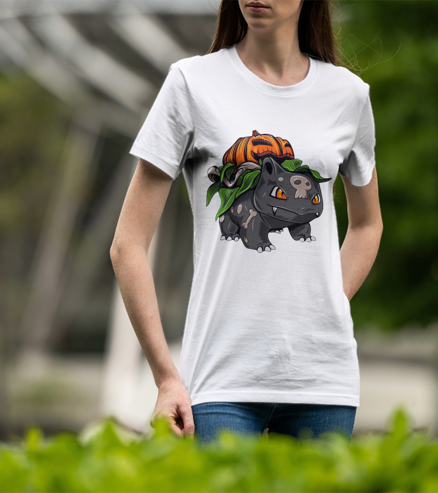 Halloween Bulbasaur Pumpkin Skeleton Spooky Pokemon T-Shirt
