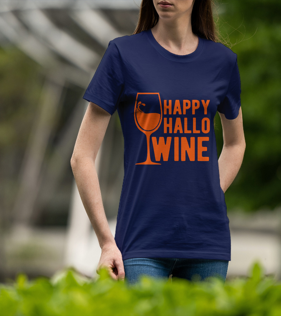 Happy HalloWine Wine Glass Halloween T-Shirt