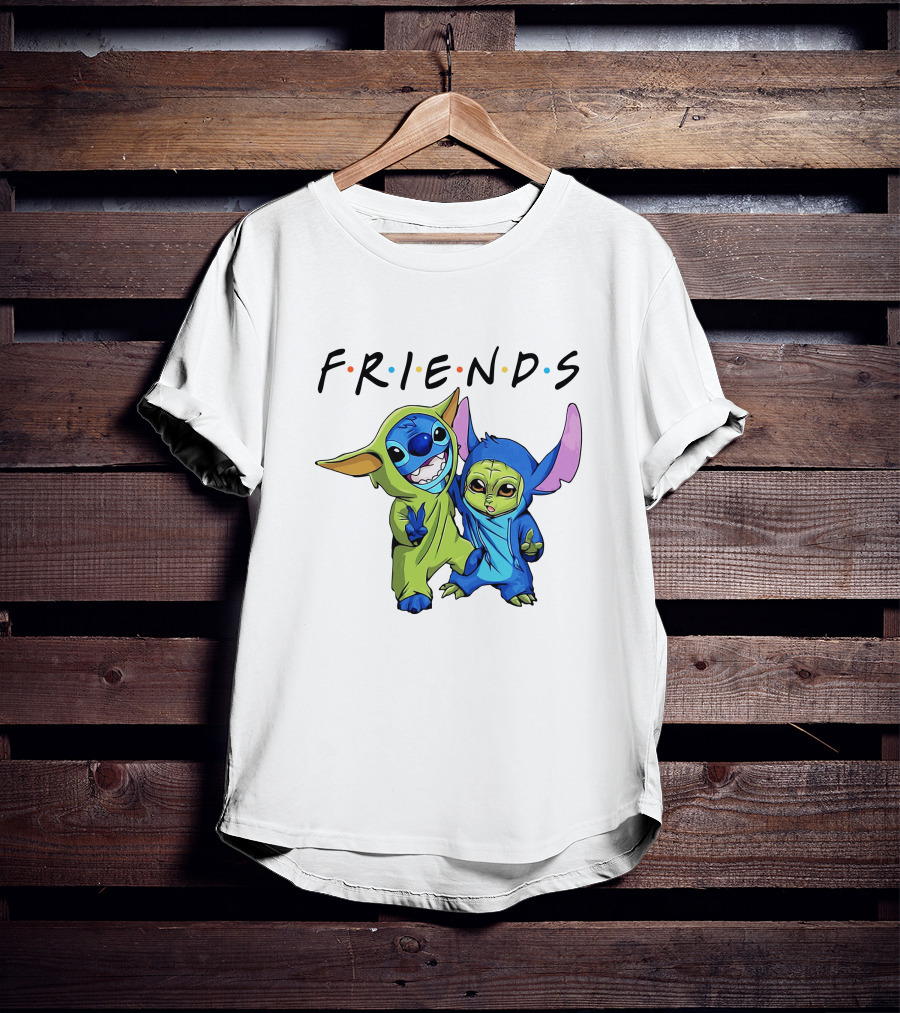 Stitch And Baby Yoda Friends TV Show T-Shirt