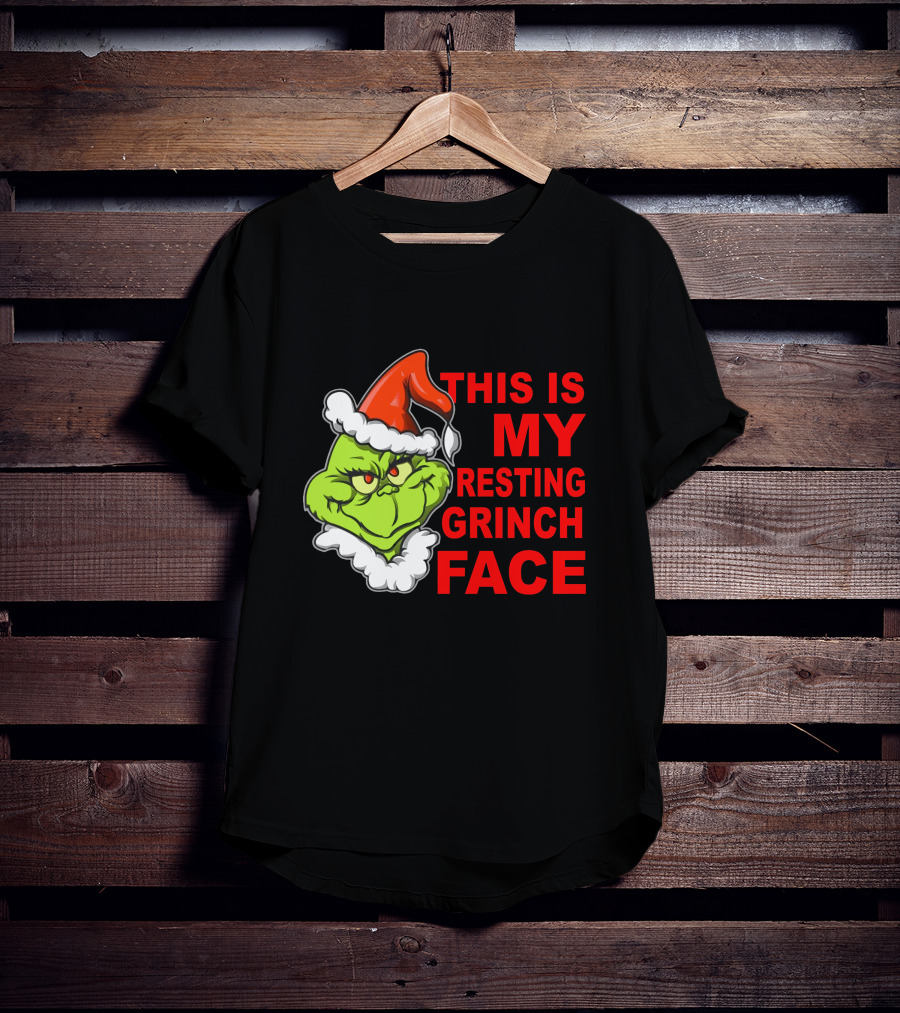 This Is My Resting Grinch Face Santa Hat Grumpy Expression T-Shirt