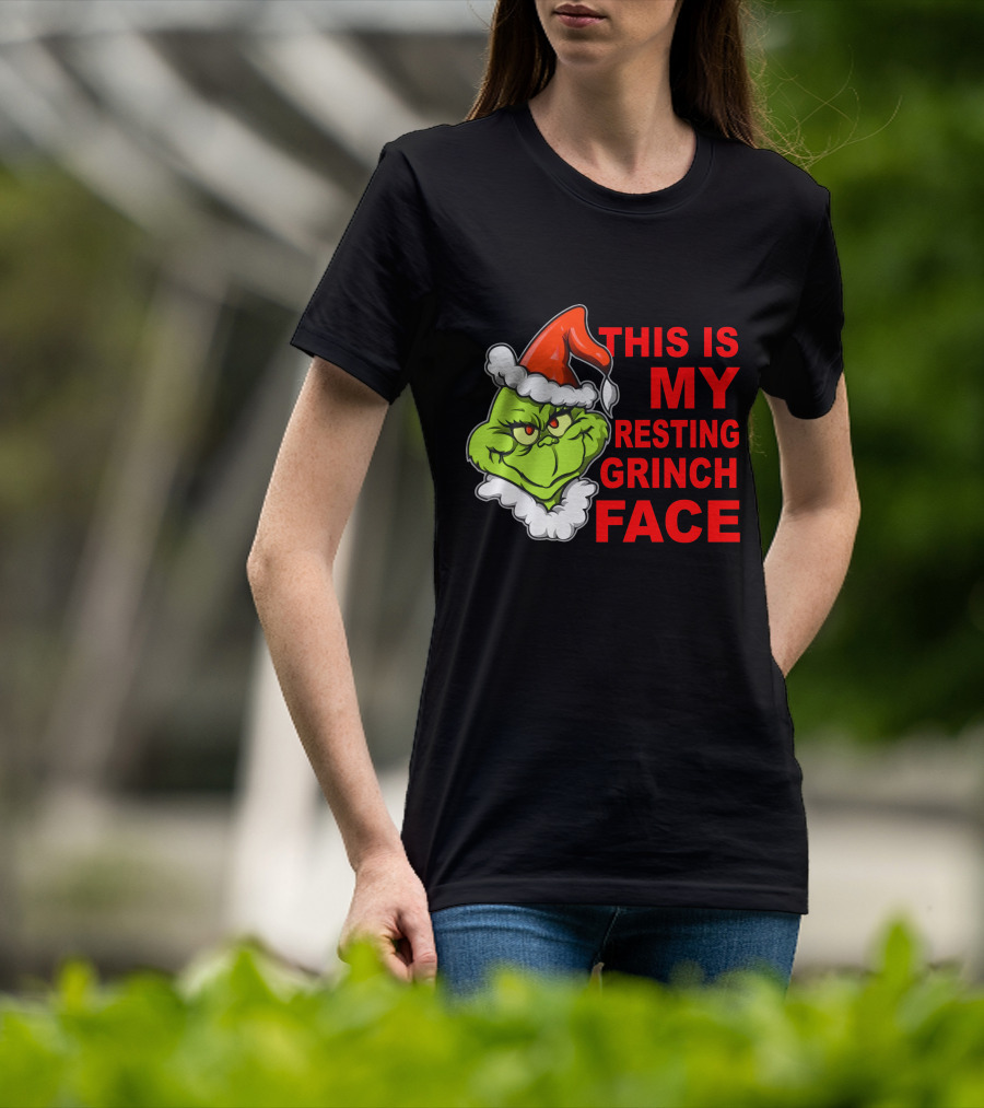 This Is My Resting Grinch Face Santa Hat Grumpy Expression T-Shirt