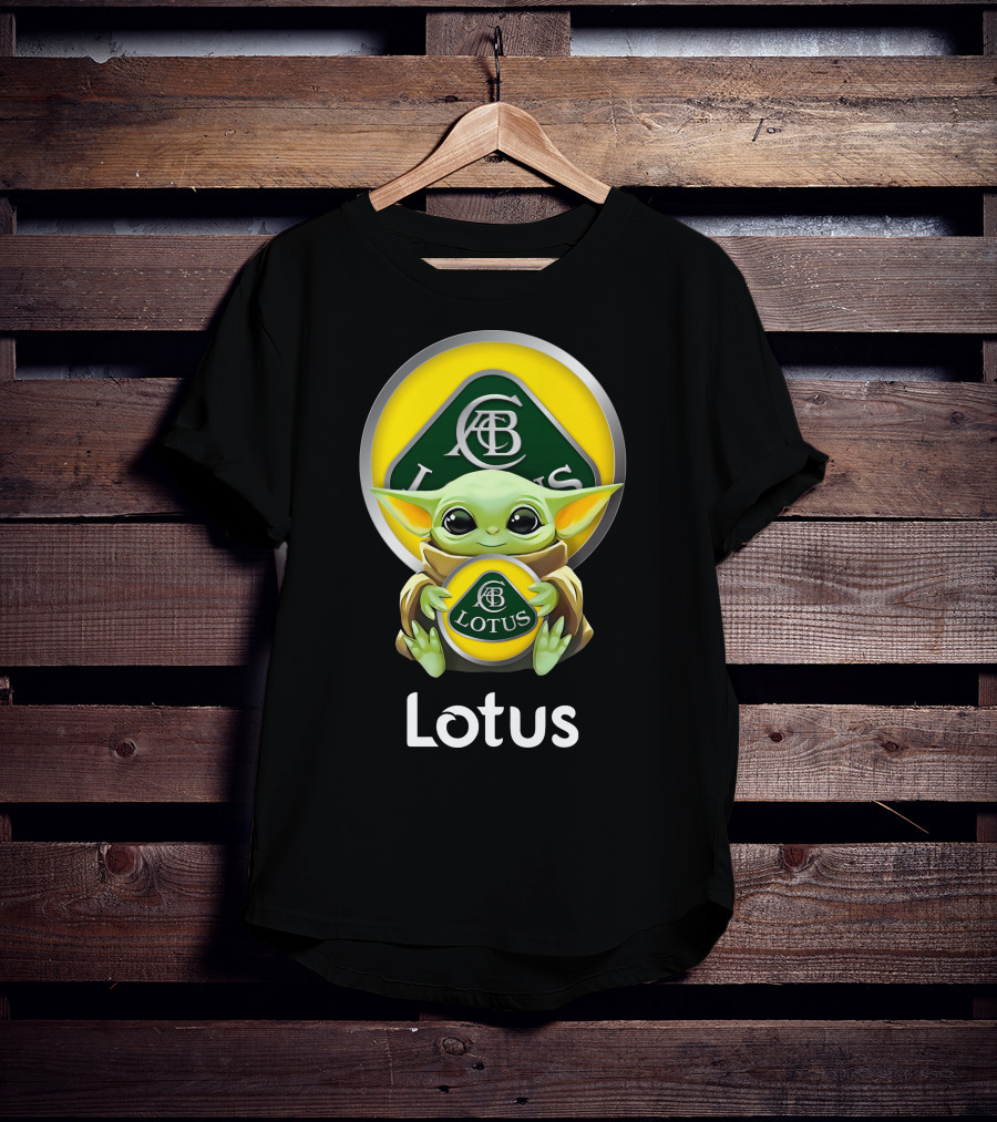 Baby Yoda Holding Lotus Cars Logo Acbc T-Shirt