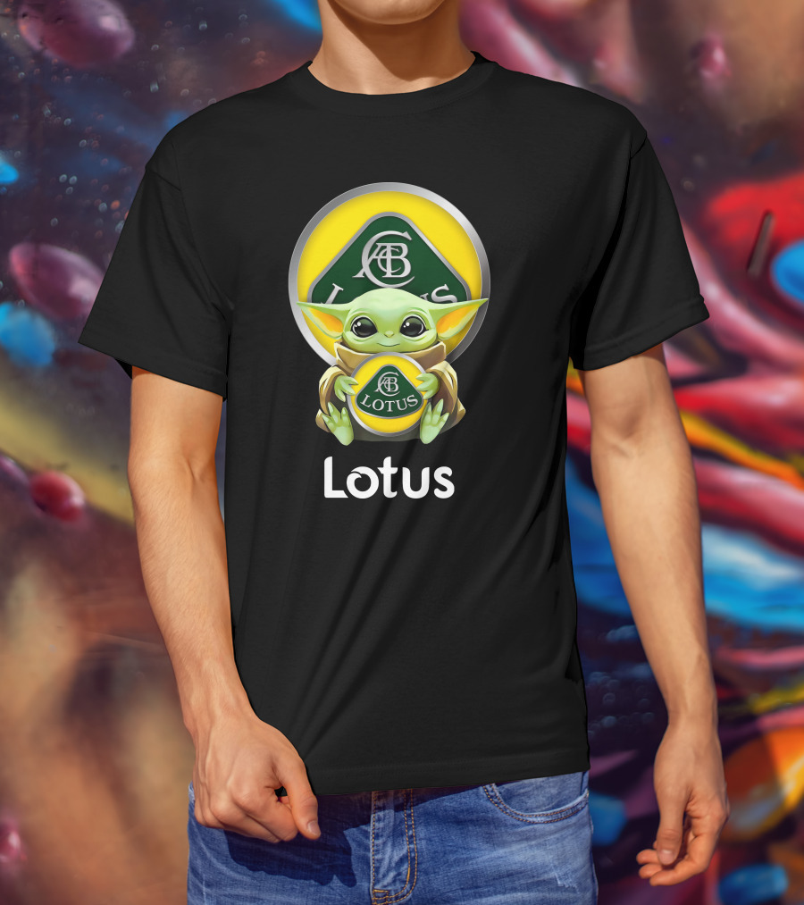 Baby Yoda Holding Lotus Cars Logo Acbc T-Shirt