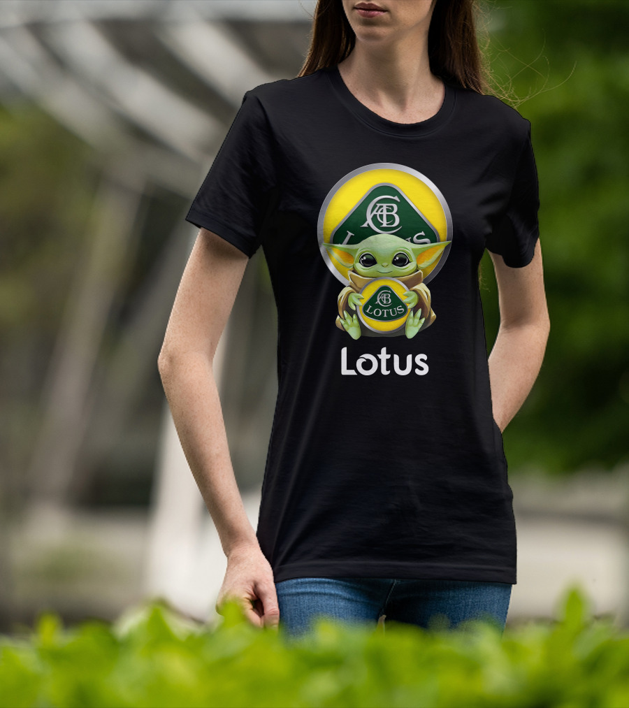 Baby Yoda Holding Lotus Cars Logo Acbc T-Shirt