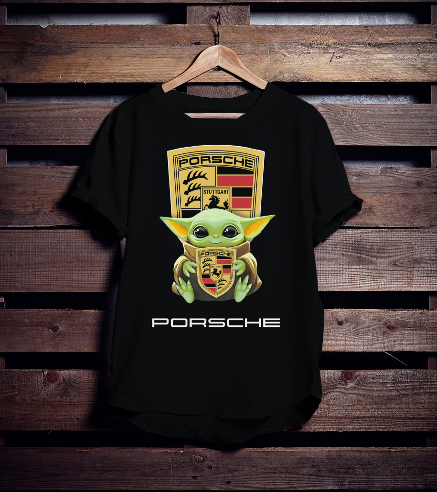 Baby Yoda Holding Porsche Stuttgart T-Shirt