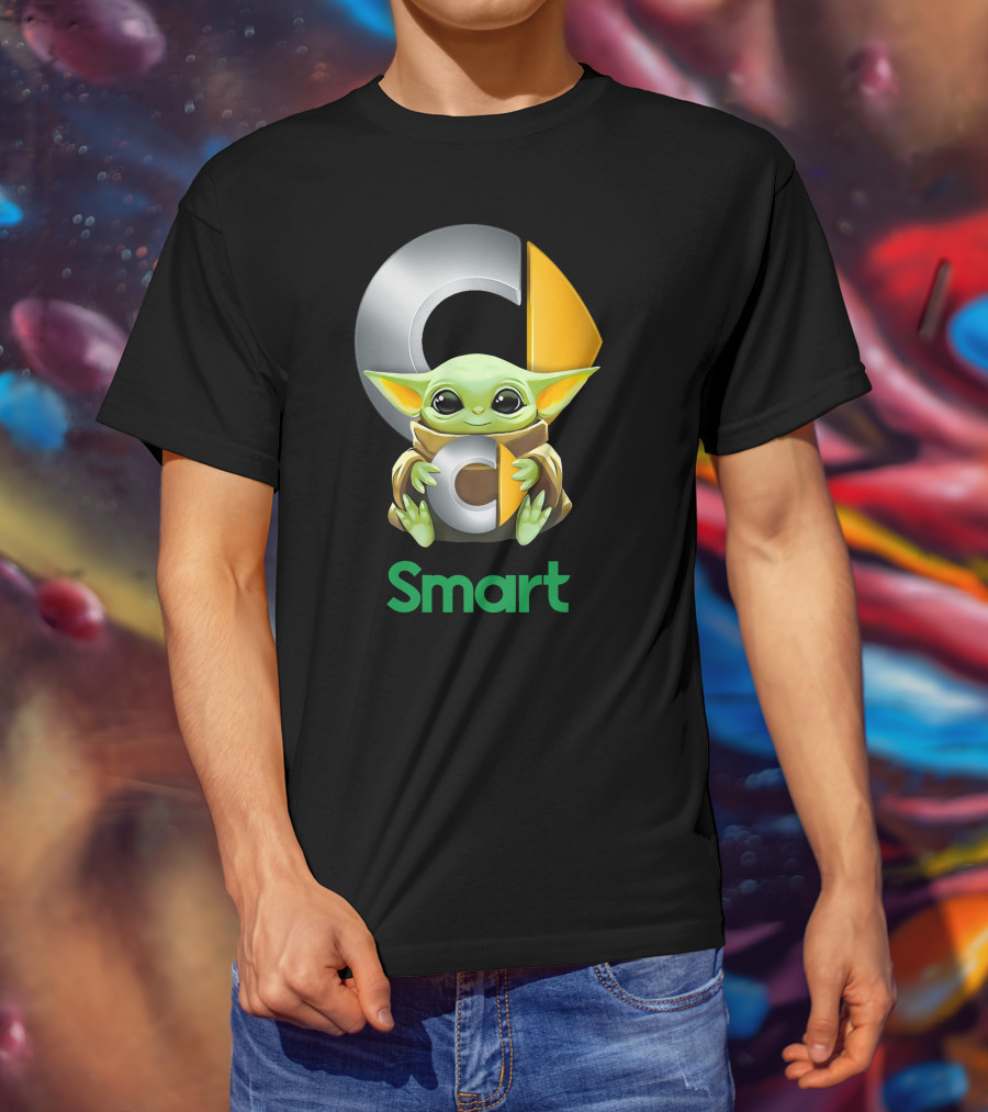 Baby Yoda Hug Commodore Logo Smart T-Shirt