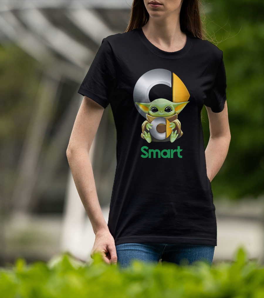 Baby Yoda Hug Commodore Logo Smart T-Shirt