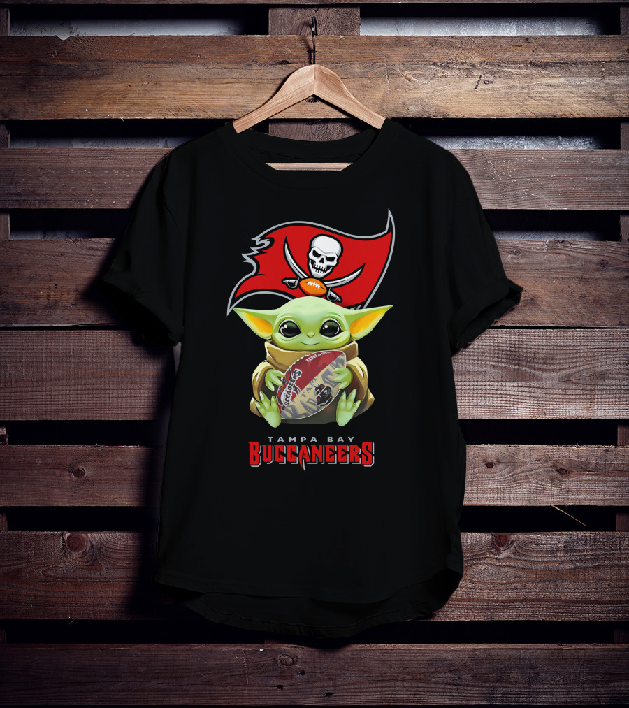Baby Yoda Holding Tampa Bay Buccaneers Football With Team T-Shirt