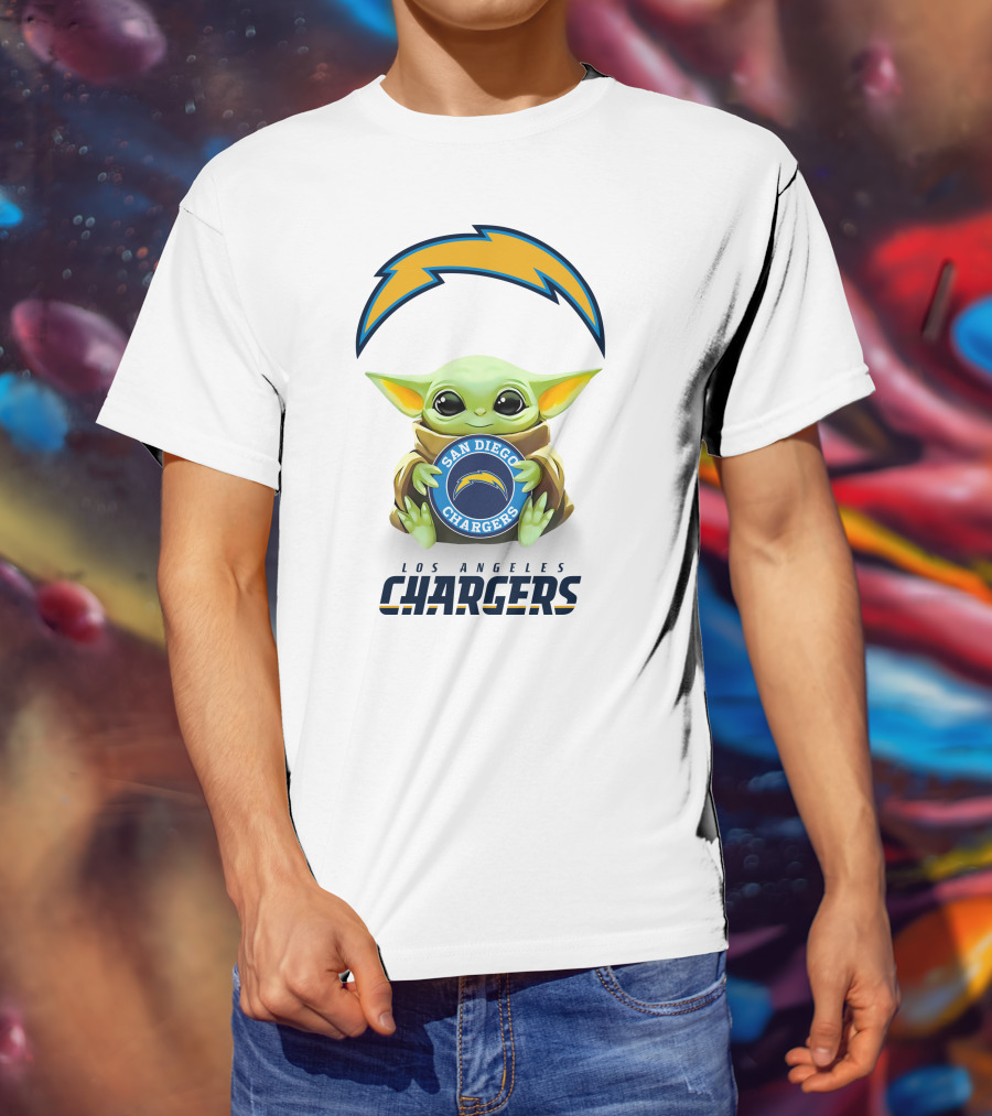 Baby Yoda Hug Los Angeles Chargers San Diego Chargers T-Shirt
