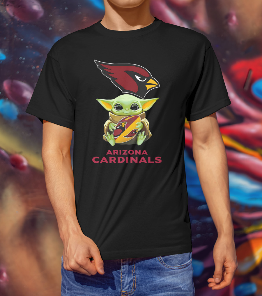 Star Wars Baby Yoda Holding Arizona Cardinals Football T-Shirt