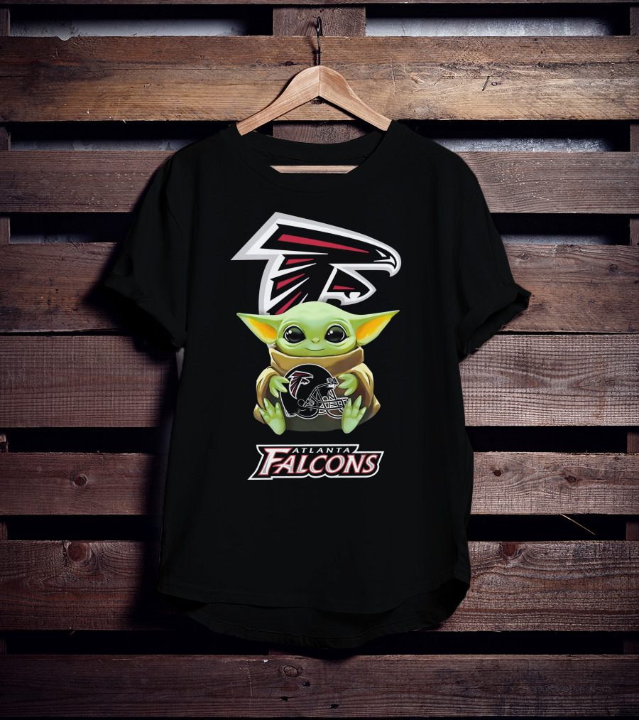 Atlanta Falcons Baby Yoda With Helmet And Team T-Shirt