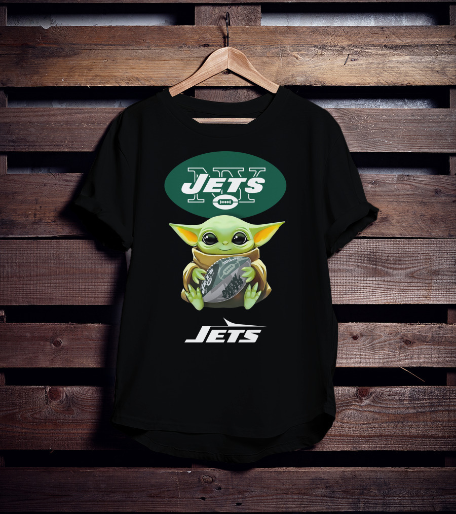 Star Wars Baby Yoda Hug Jets Football New York Tailgate T-Shirt