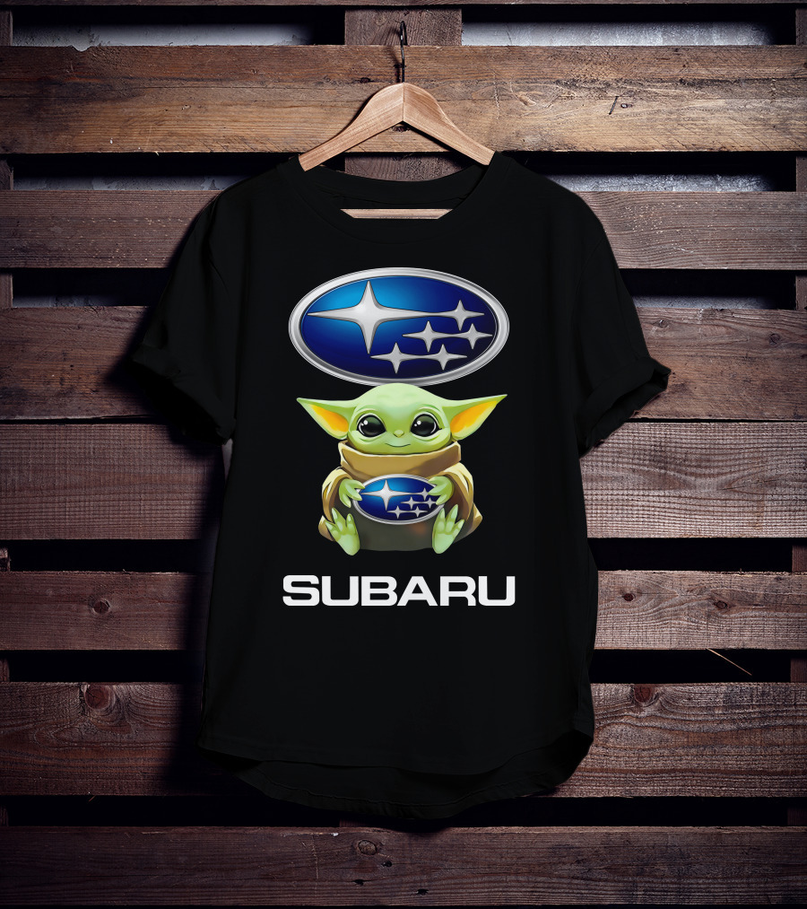 Star Wars Baby Yoda Holding Subaru Emblem T-Shirt