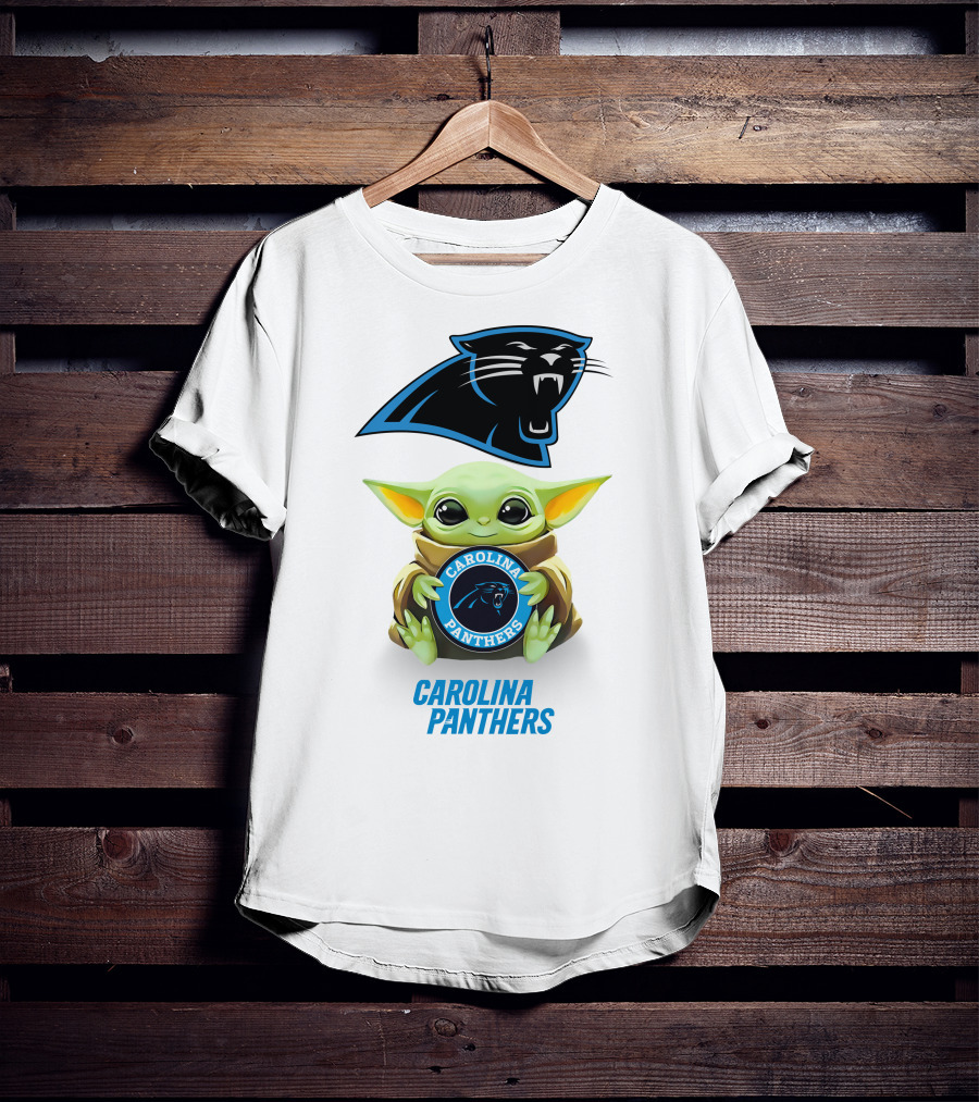Baby Yoda Hug Carolina Panthers T-Shirt