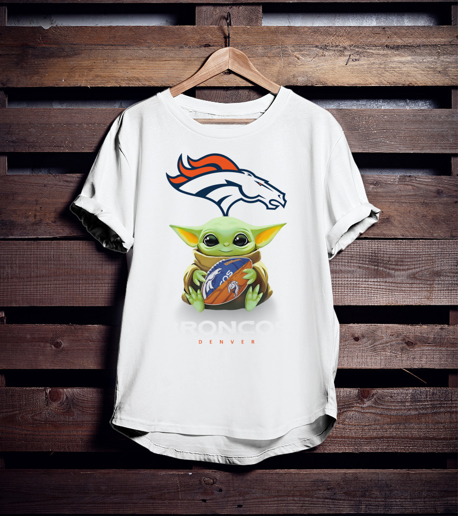 Baby Yoda Hug Broncos Football Denver Broncos T-Shirt