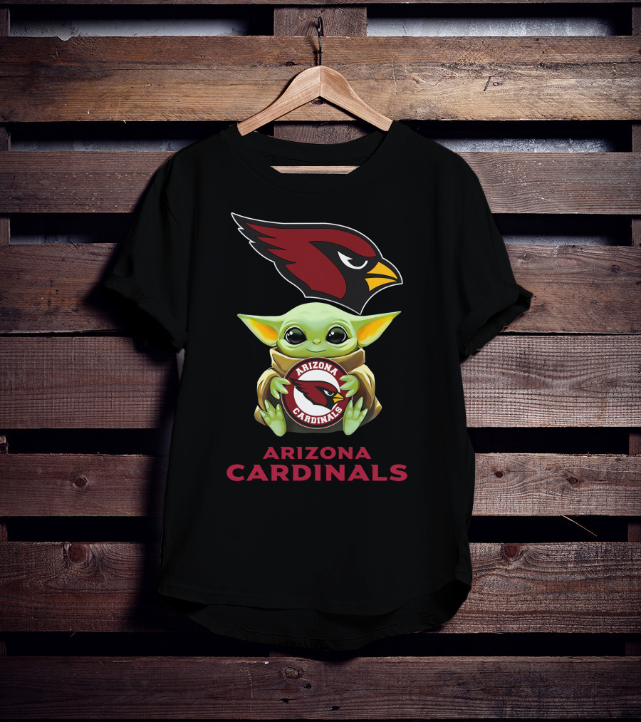 Grogu Holding Arizona Cardinals Emblem With Team T-Shirt
