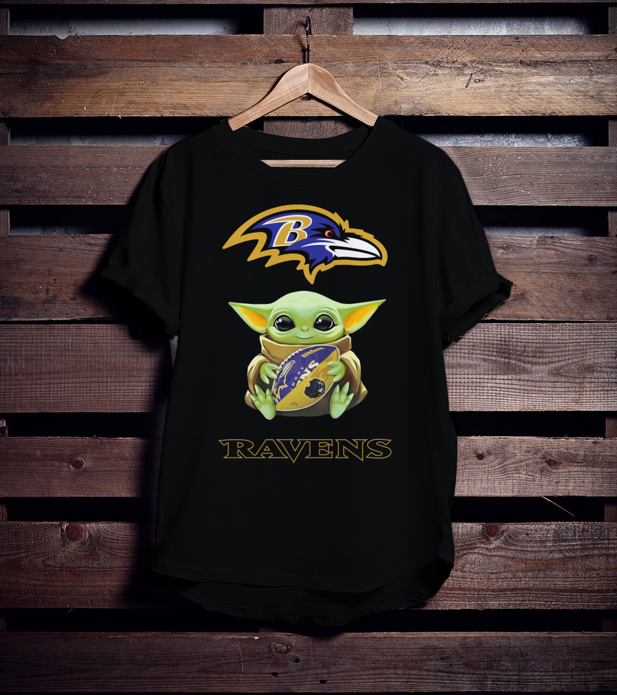Grogu Baltimore Ravens Football Hug Tailgate T-Shirt
