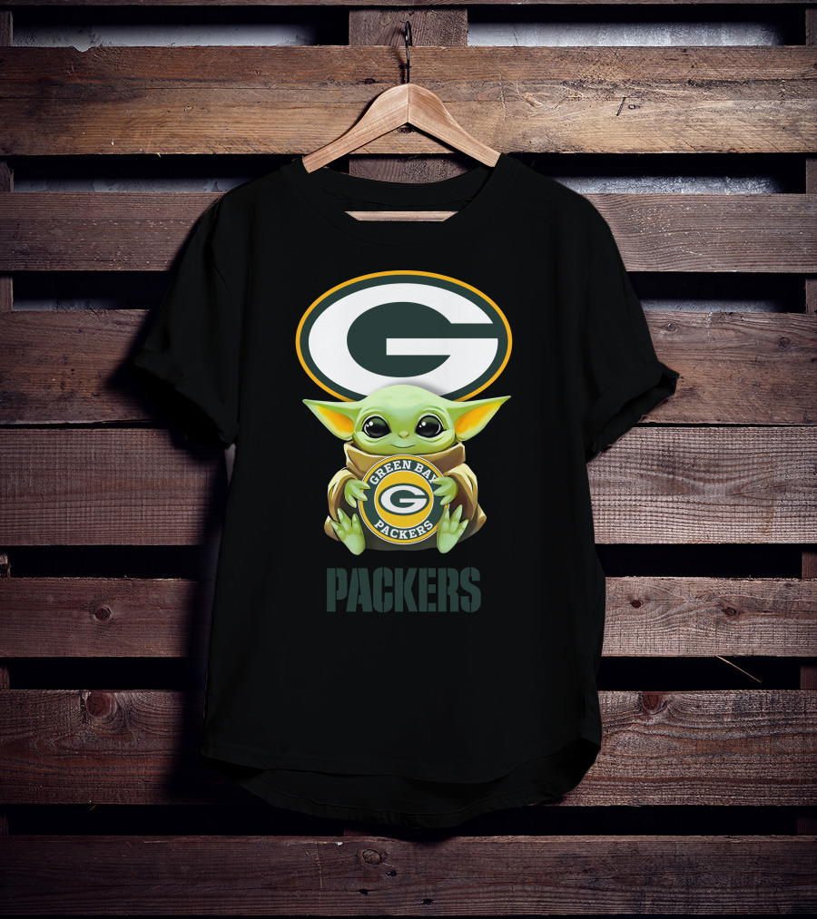 Grogu Holding Green Bay Packers Emblem With Packers T-Shirt