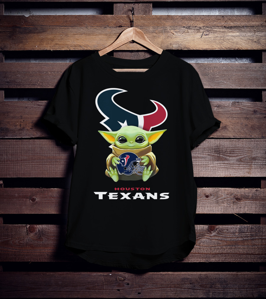 Houston Texans Grogu Hugging Helmet T-Shirt