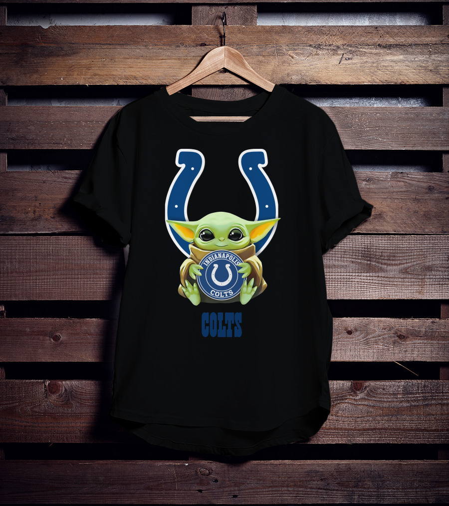 Grogu Hug Indianapolis Colts Horseshoe Logo Colts T-Shirt