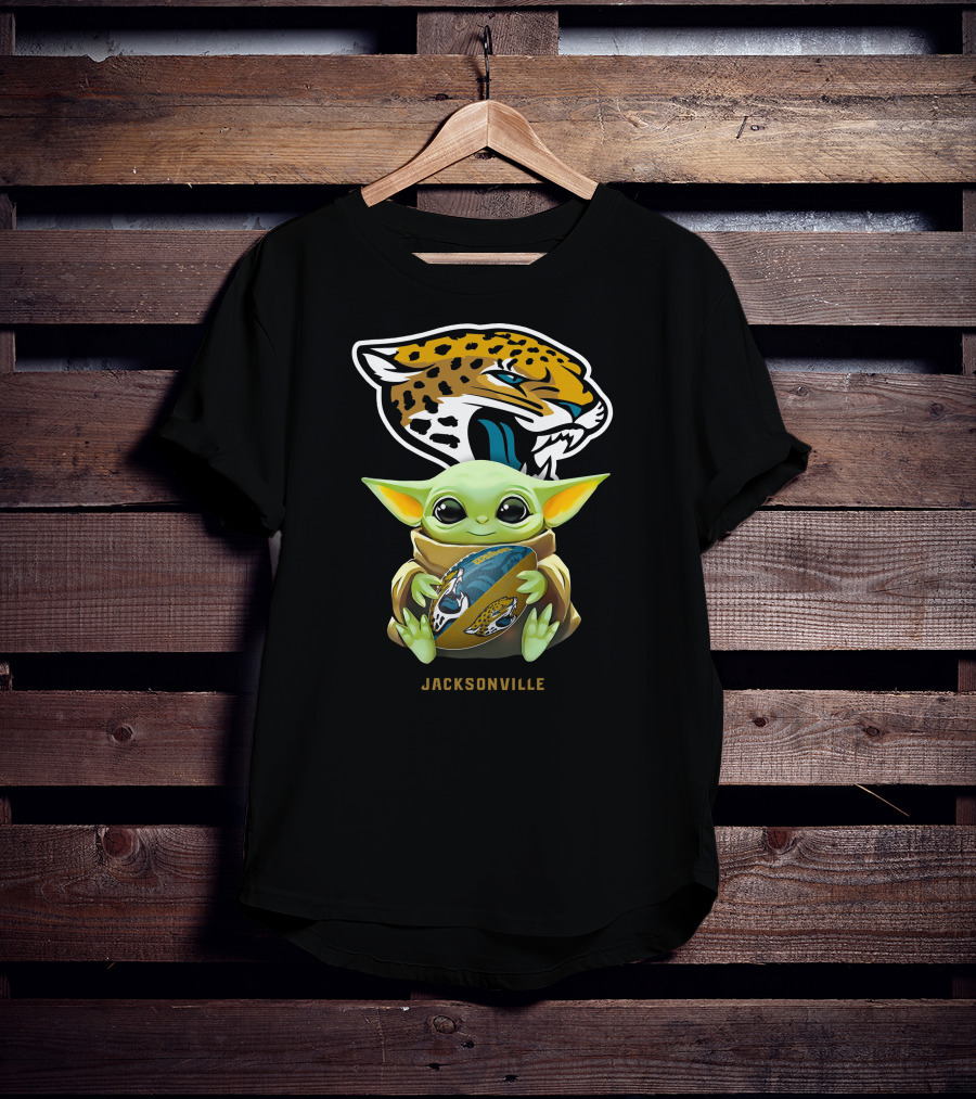 Grogu Holding Football With Jacksonville Jaguars T-Shirt