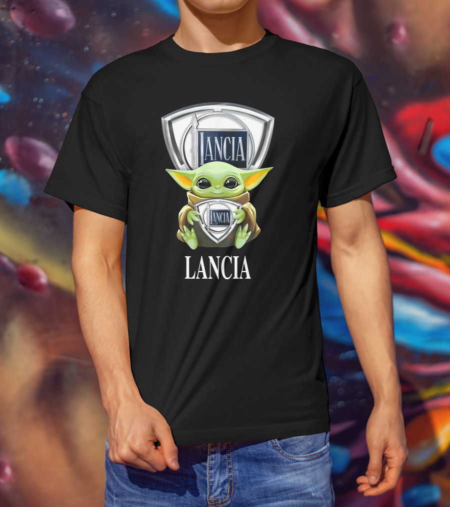 Grogu Holding Lancia Logo With Shield Emblem T-Shirt