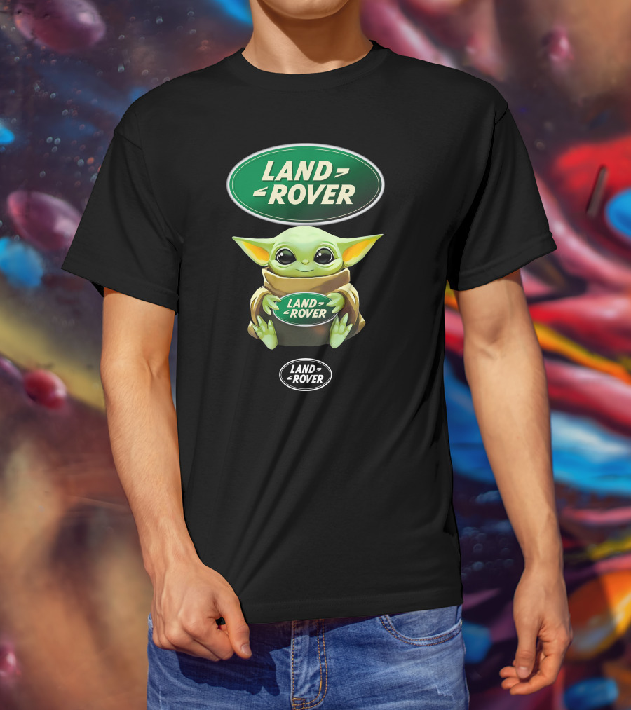Grogu Holding Land Rover Logo Hug T-Shirt