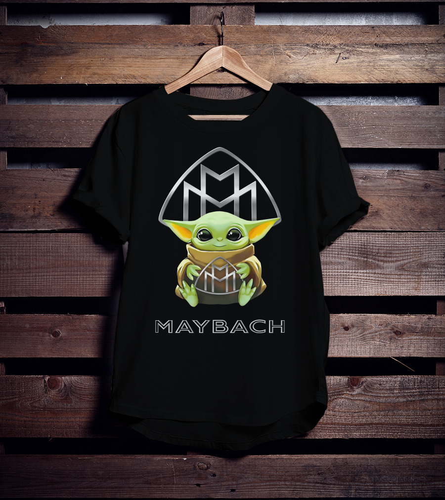 Grogu Holding Maybach Logo Emblem T-Shirt