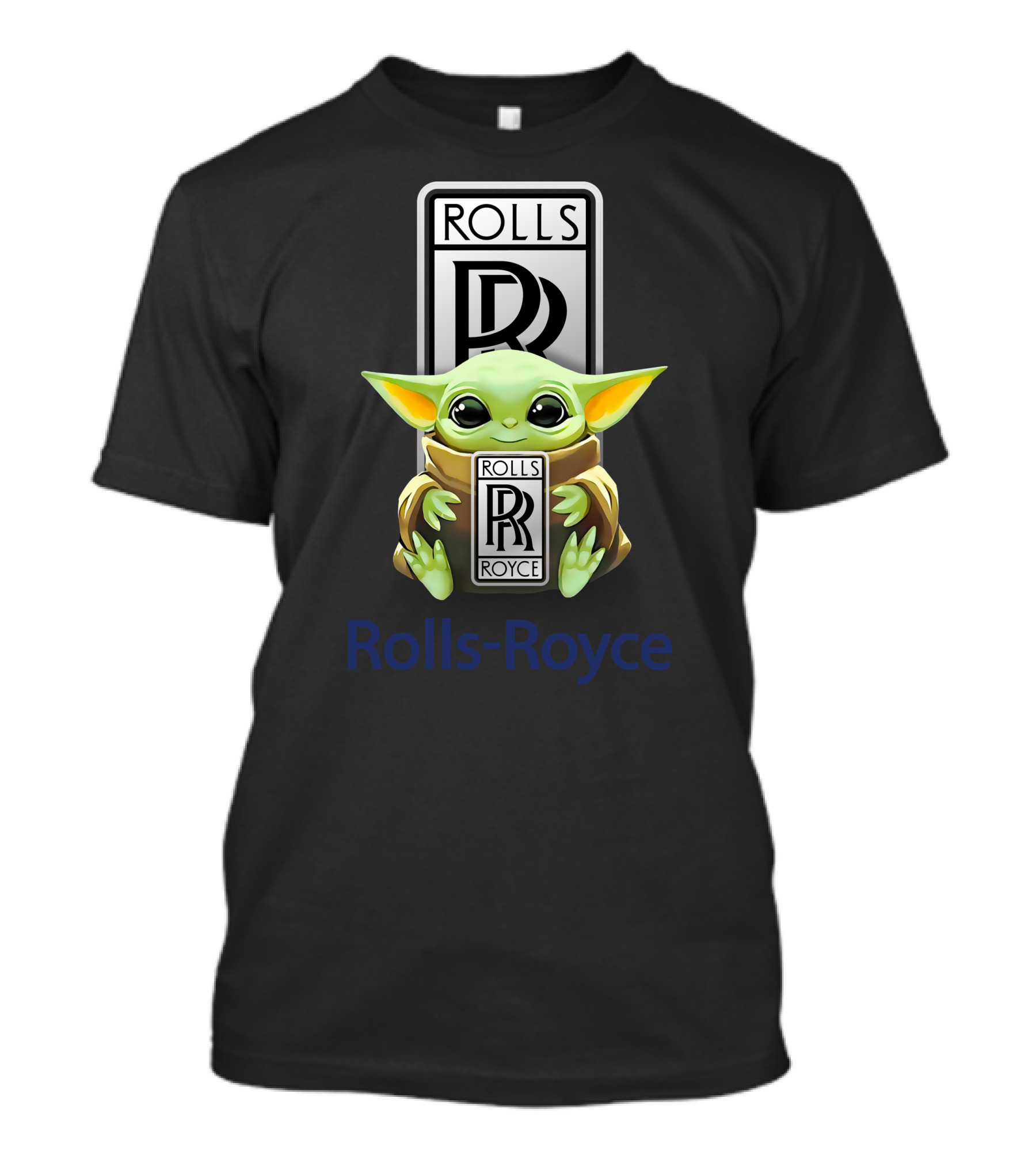 Grogu Holding Rolls Royce Logo With Rolls-Royce Text T-Shirt