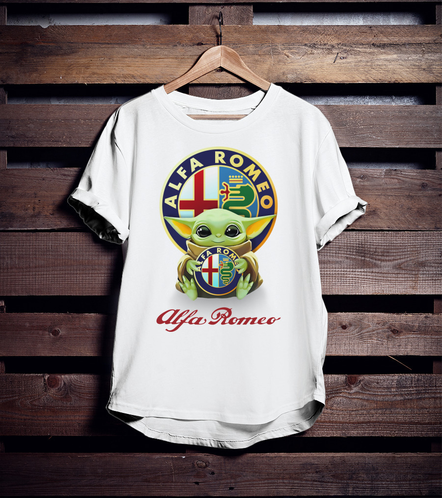 Grogu Holding Alfa Romeo Emblem T-Shirt