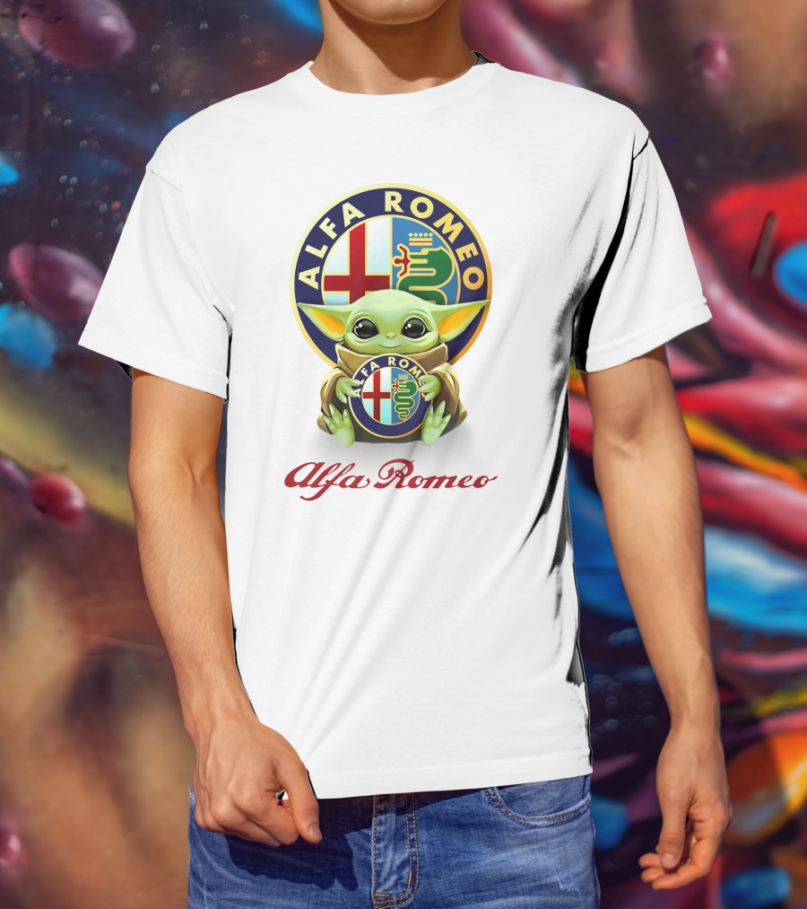 Grogu Holding Alfa Romeo Emblem T-Shirt