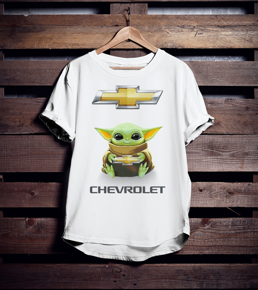 Grogu Holding Chevrolet Emblem T-Shirt