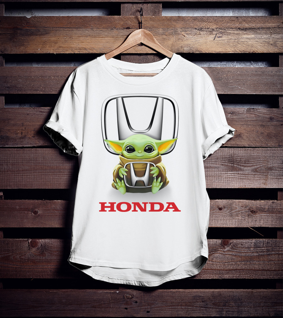 Grogu Holding Honda Logo Emblem T-Shirt