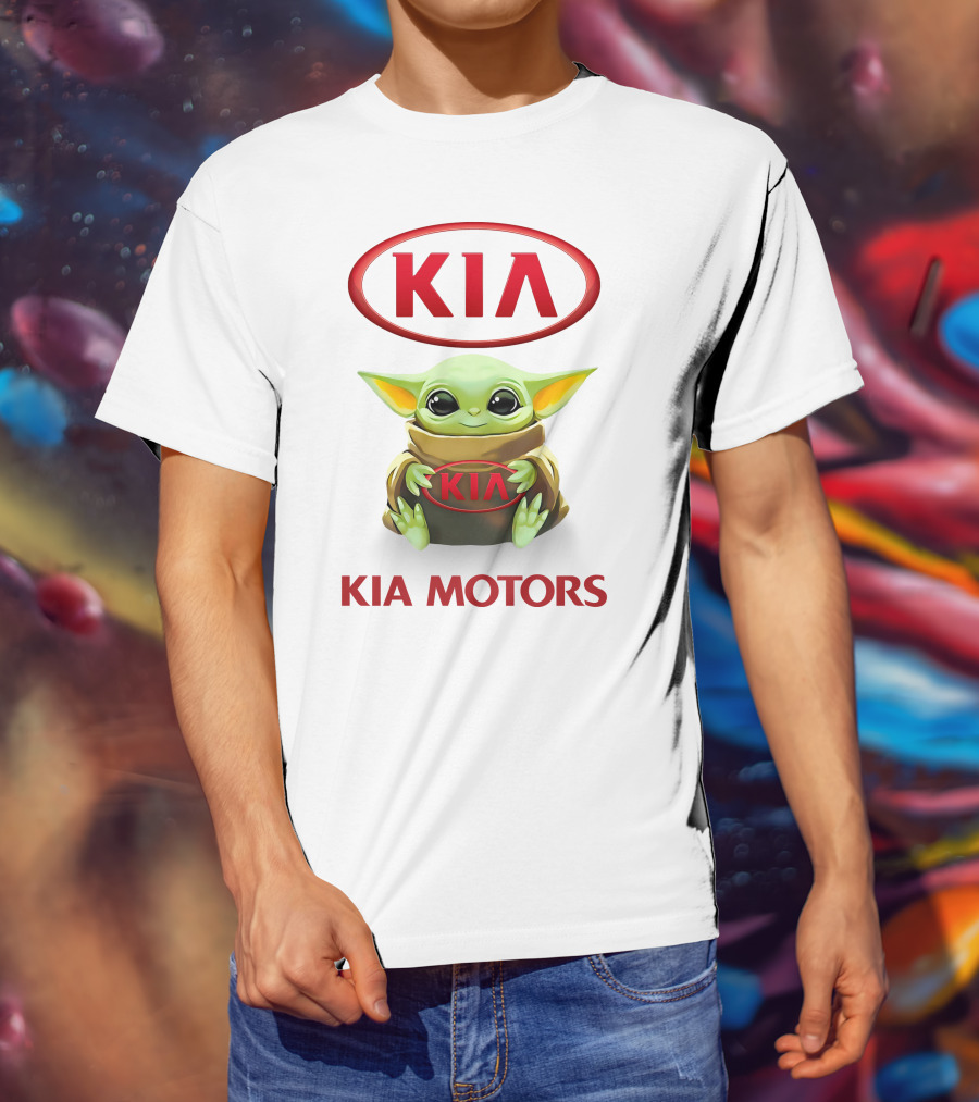 Grogu Hugging Kia Logo Kia Motors T-Shirt