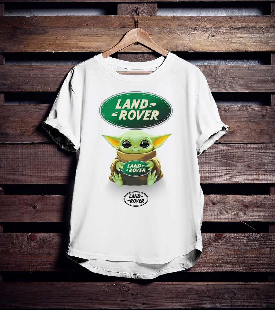 Grogu Holding Land Rover Logo Emblem T-Shirt