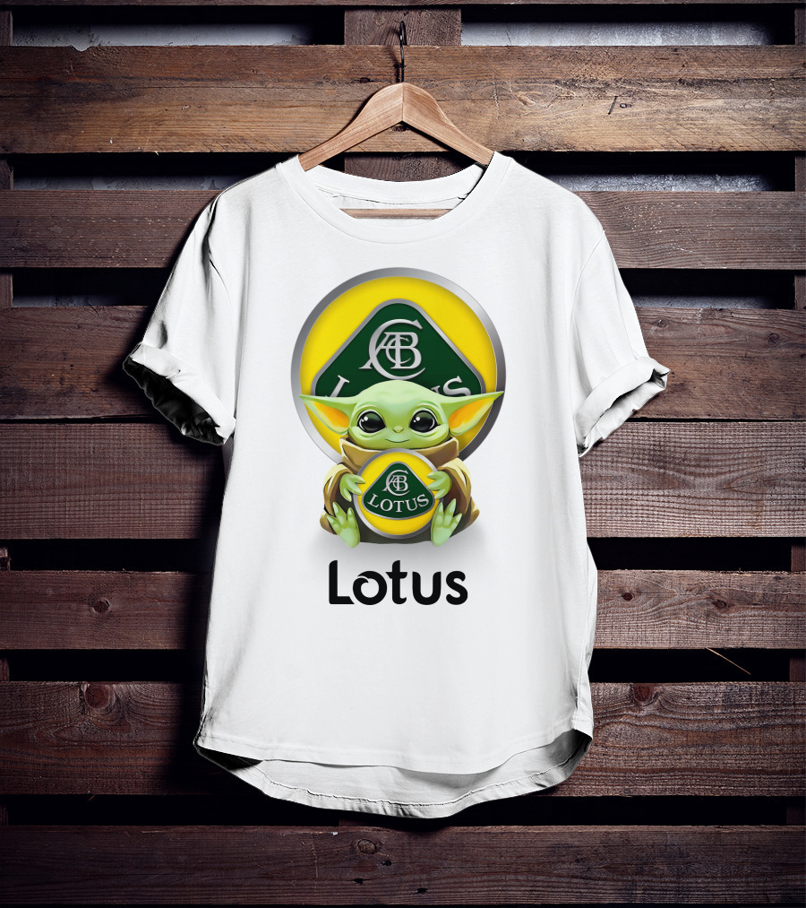 Grogu Hug Ab Lotus Logo Green And Yellow T-Shirt