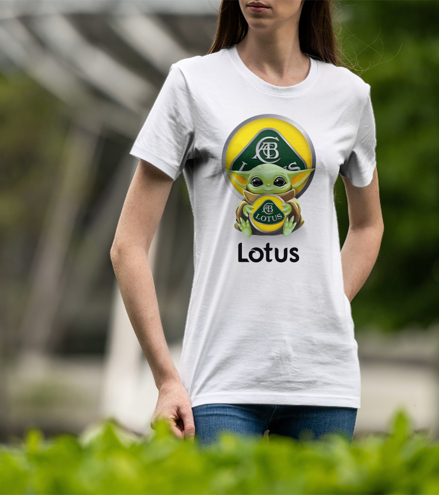 Grogu Hug Ab Lotus Logo Green And Yellow T-Shirt