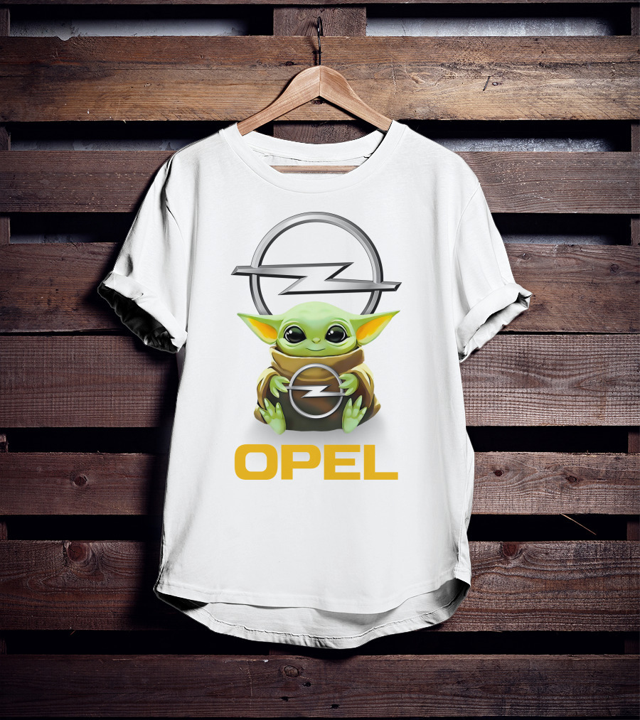 Grogu Hug Opel Logo White T-Shirt