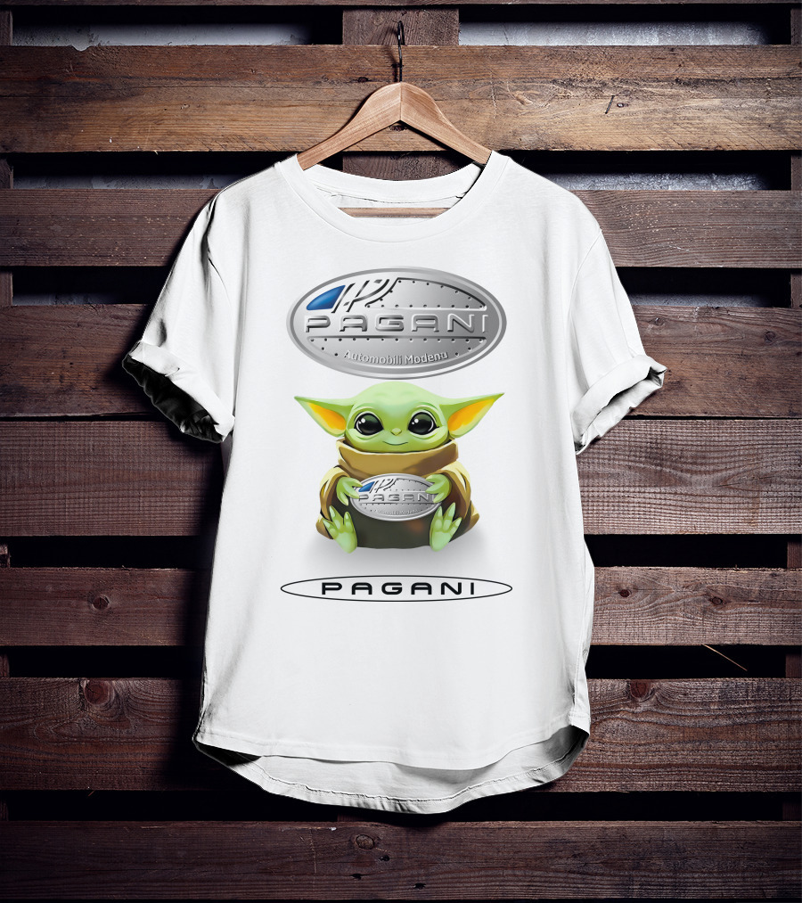Grogu Holding Pagani Automobili Modena Emblem T-Shirt