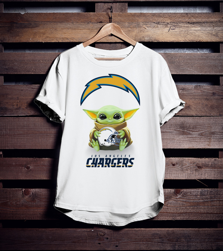 Grogu Los Angeles Chargers Helmet Hug T-Shirt