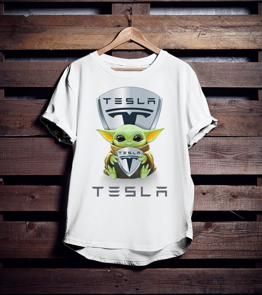 Grogu Hugging Tesla T-Shirt
