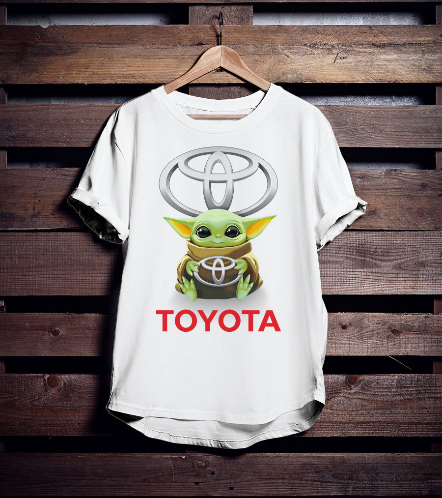 Grogu Hug Toyota Logo White T-Shirt