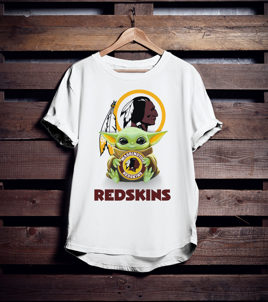 Grogu Holding Washington Redskins Logo Fans Unite T-Shirt